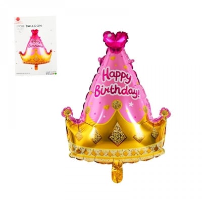Балон корона "Happy Birthday" /фолио/