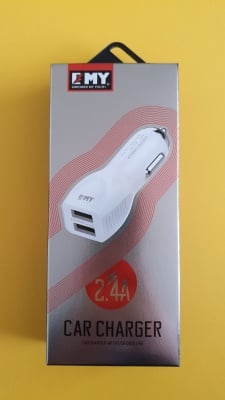 Зарядно устройство EMY 12-24V-2.4А в комплект с 1м делим кабел USBкъм iPhone/2USBизхода