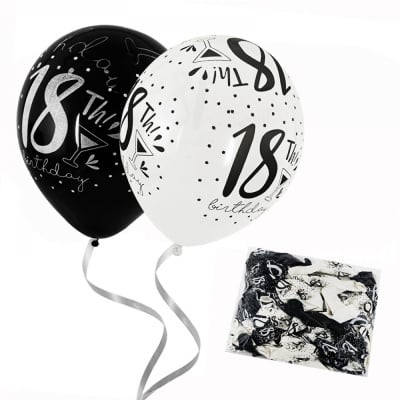 Балони "Happy Birthday 18" - латекс /100 броя - микс/