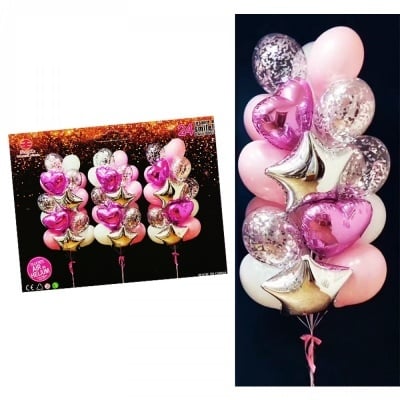 Луксозен комплект балони /фолио и латекс - розови/