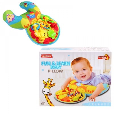 Възглавничка с дрънкалки за бебе - Жълт жираф