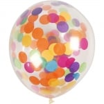 Балони с конфети, 23 cm, 4 бр., прозрачни