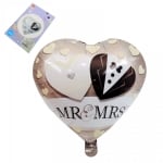 Балон сърце "MR. &amp; MRS" /фолио/