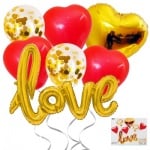 Комплект балони "Love" 7 броя - червени и златисти